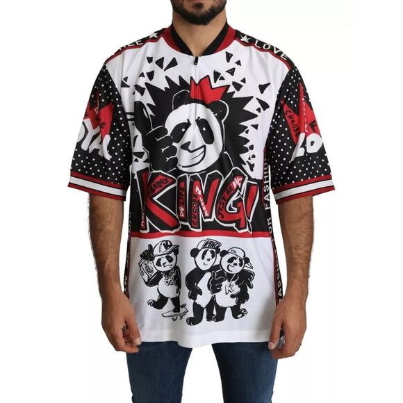 Dolce & Gabbana White King Panda Polyester T-shirt Men's Top